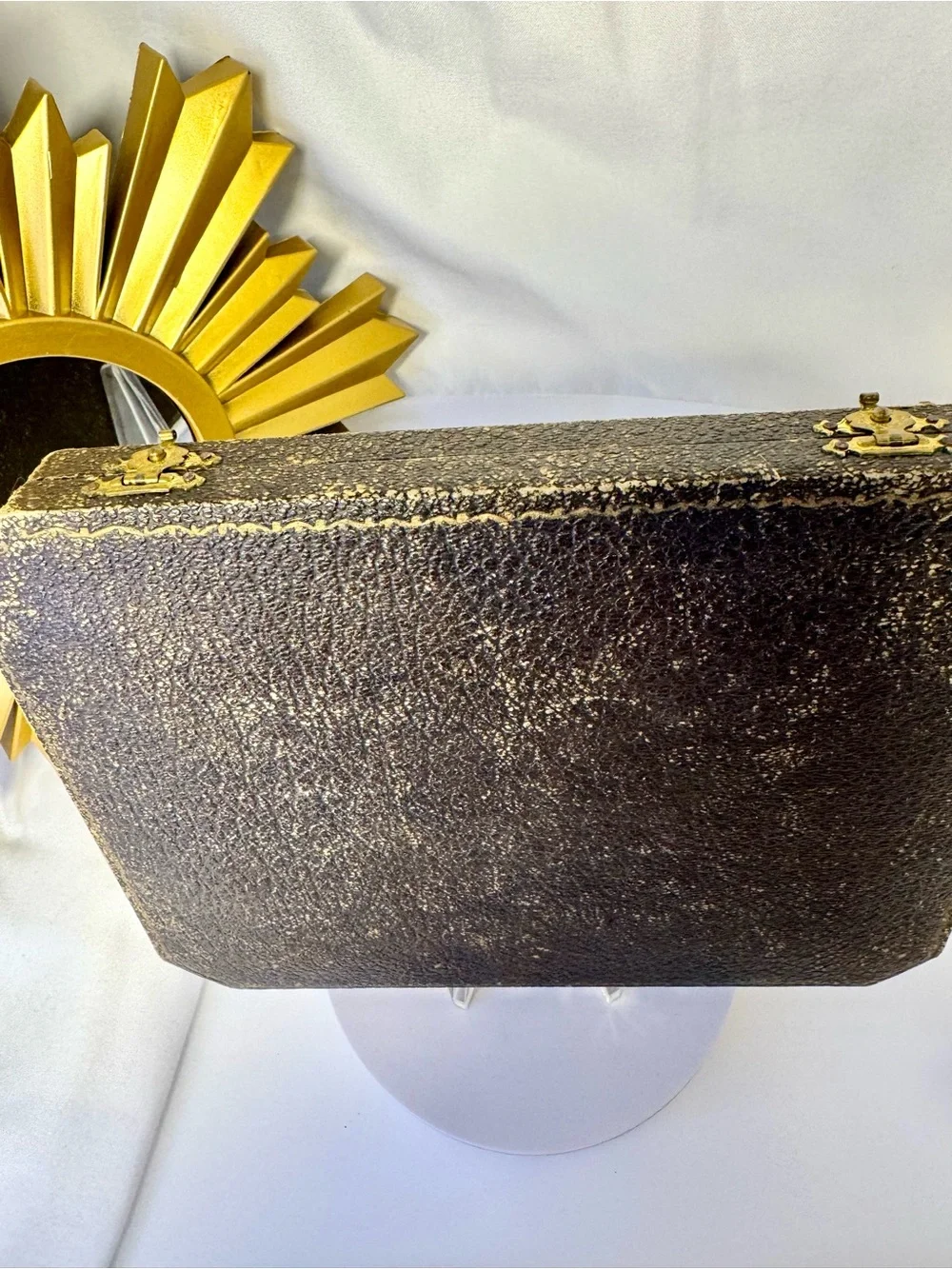 Vintage Accessory Box -Distressed Black and Gold